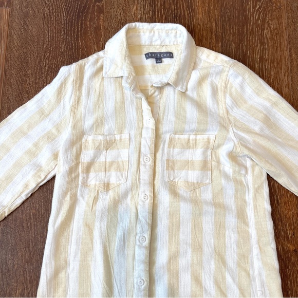 Sharagano Linen Stripe Beach Cover Up 6 - Picture 3 of 4